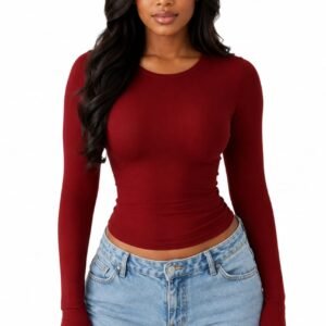 Long Sleeve Wine color Bodycon Top in Abuja