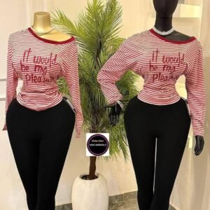 Red & White Striped Long Sleeve Top for Women Abuja.